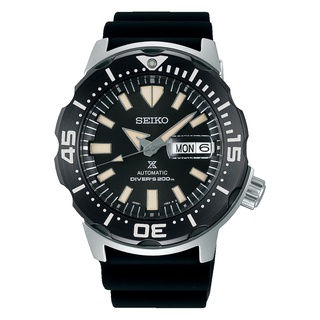 Karnvera Shop นาฬิกาข้อมือผู้ชาย Seiko Prospex Monster Divers 200M Black Dial Silicone Strap Watch SRPD27K1