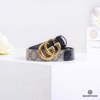 GUCCI 3 CM BELT CANVAS LEATHER BLACK SIZE 80