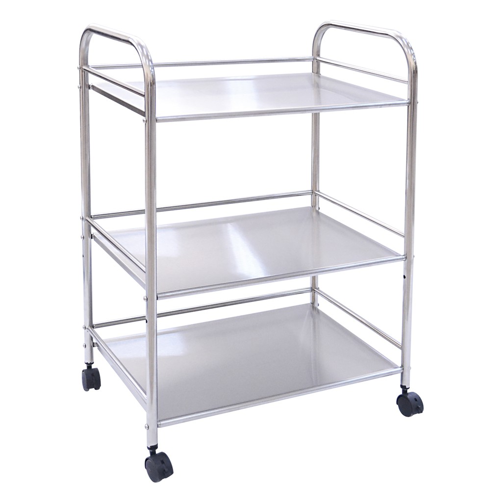 SHUEJP5XWA ชั้นวางของสแตนเลส รุ่น MS-401 ขนาด53.5 x 37.5 x 72 cm. แบบ 3 ชั้น มีล้อ