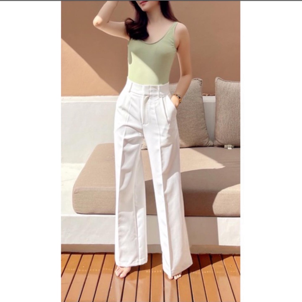 ของใหม่​ ขออนุญาตยืมรูปจากแบรนด์​ brand : sri brand กางเกงขายาว สีขาว ใส่เที่ยว ใส่ทำงาน
