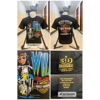 เสื้อยืดผู้ชาย เสื้อฮาเลย์ (harley davidson)  ป้าย 3D EMBLEM ผ้าบาง50/50 เสื้อผ้า เสื้อวินเทจ