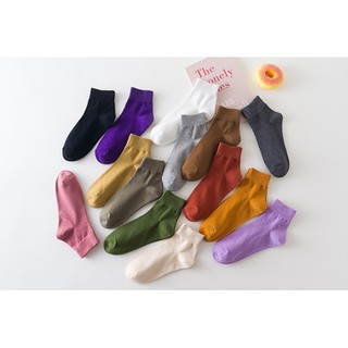 พร้อมส่ง-- ถุงเท้าข้อสั้นเนื้อเรียบมินิมอล