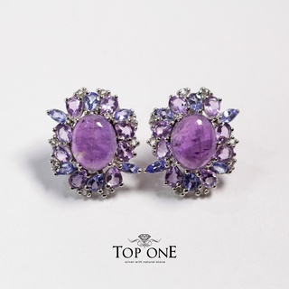 Top1Jewelry ต่างหูเงินแท้925 พลอย Amethyst, Tanzanite