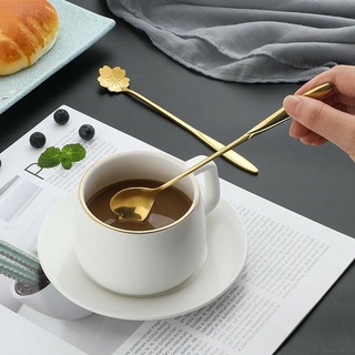 [Minimalist Home Furnishing] ช้อนกาแฟ สเตนเลส ด้ามจับยาว รูปหัวใจ ดอกซากุระ สําหรับคนของหวาน