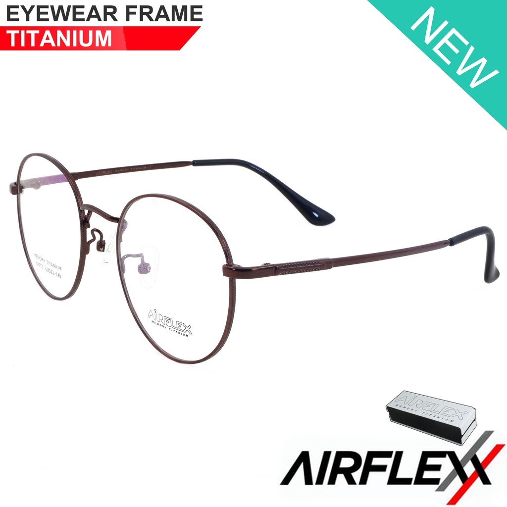 Titanium 100 % แว่นตา รุ่น AiRFLEX AF 777 C-5 สีน้ำตาล กรอบเต็ม ขาข้อต่อ ไทเทเนียม (สำหรับตัดเลนส์) 