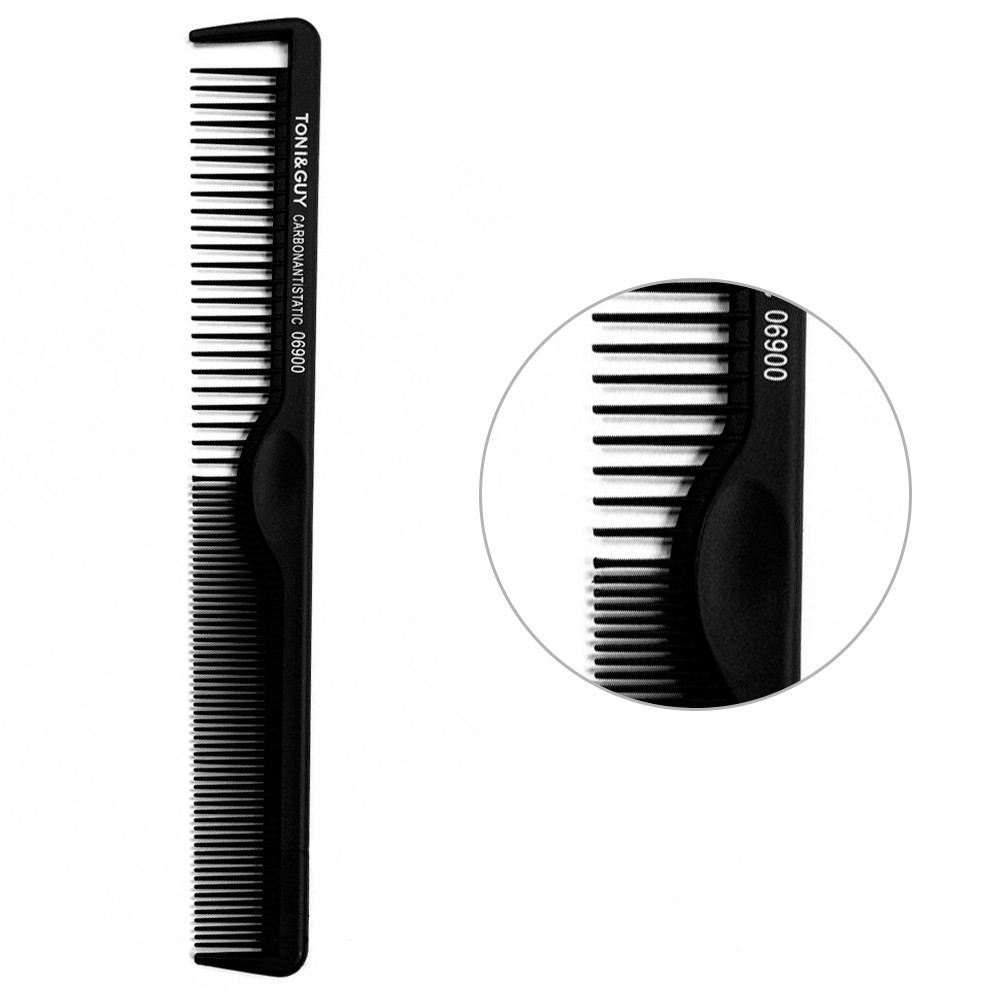 TONI&GUY หวีผมซี่ผสม 2 ด้าน ถี่ห่าง พร้อมหัวจิก รุ่น 06900 กว้าง 3 ยาว 21 สูง 0.3 ซม. น้ำหนัก 13 กรัม ช่างตัดผม - สีดำ