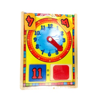 Starkids- ของเล่นไม้ Puzzle Clock Time