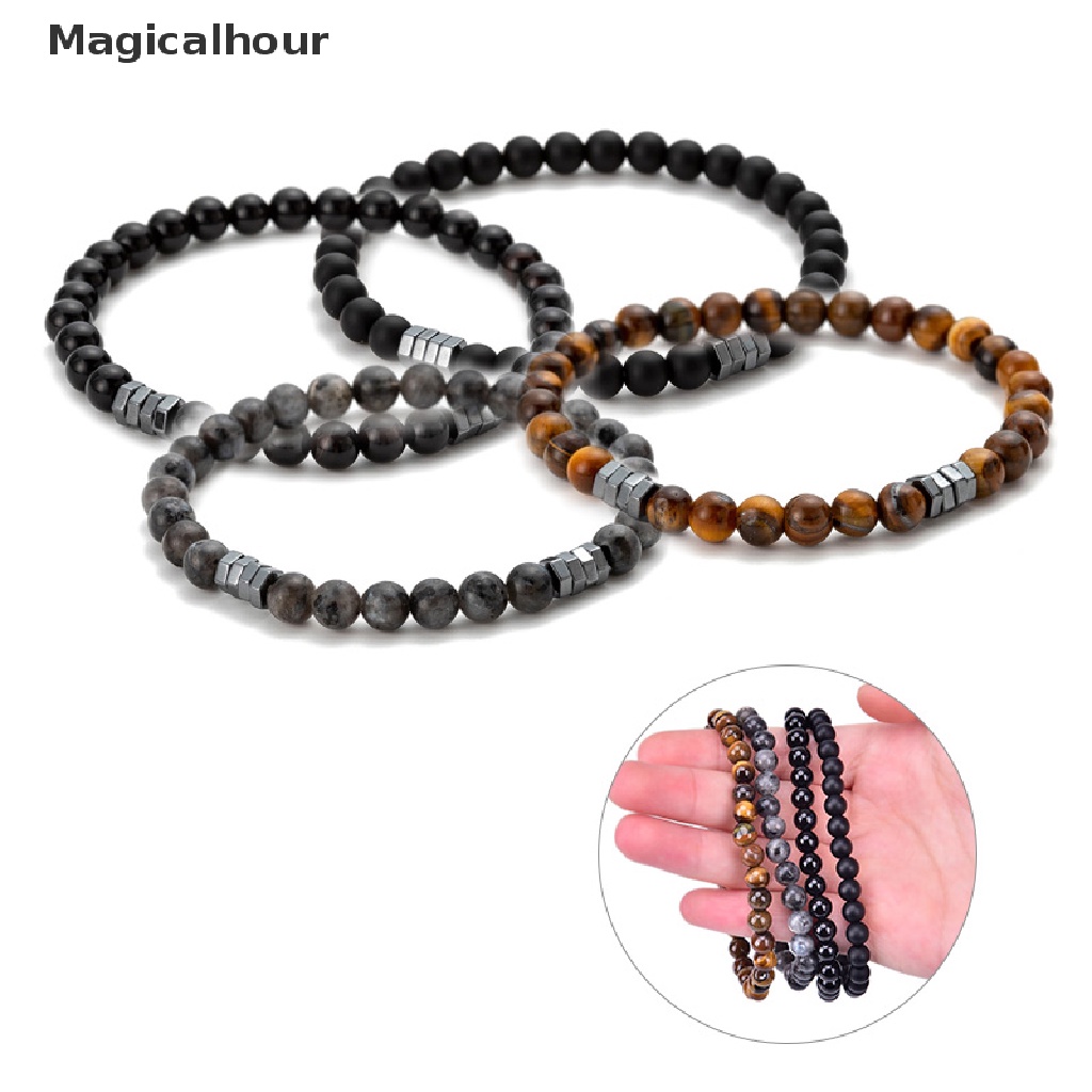 Magicalhour ธรรมชาติ เสือ ตา หิน ผู้ชาย ลูกปัด กําไลข้อมือ เสน่ห์ สร้อยข้อมือ เครื่องประดับแฟชั่น Codok