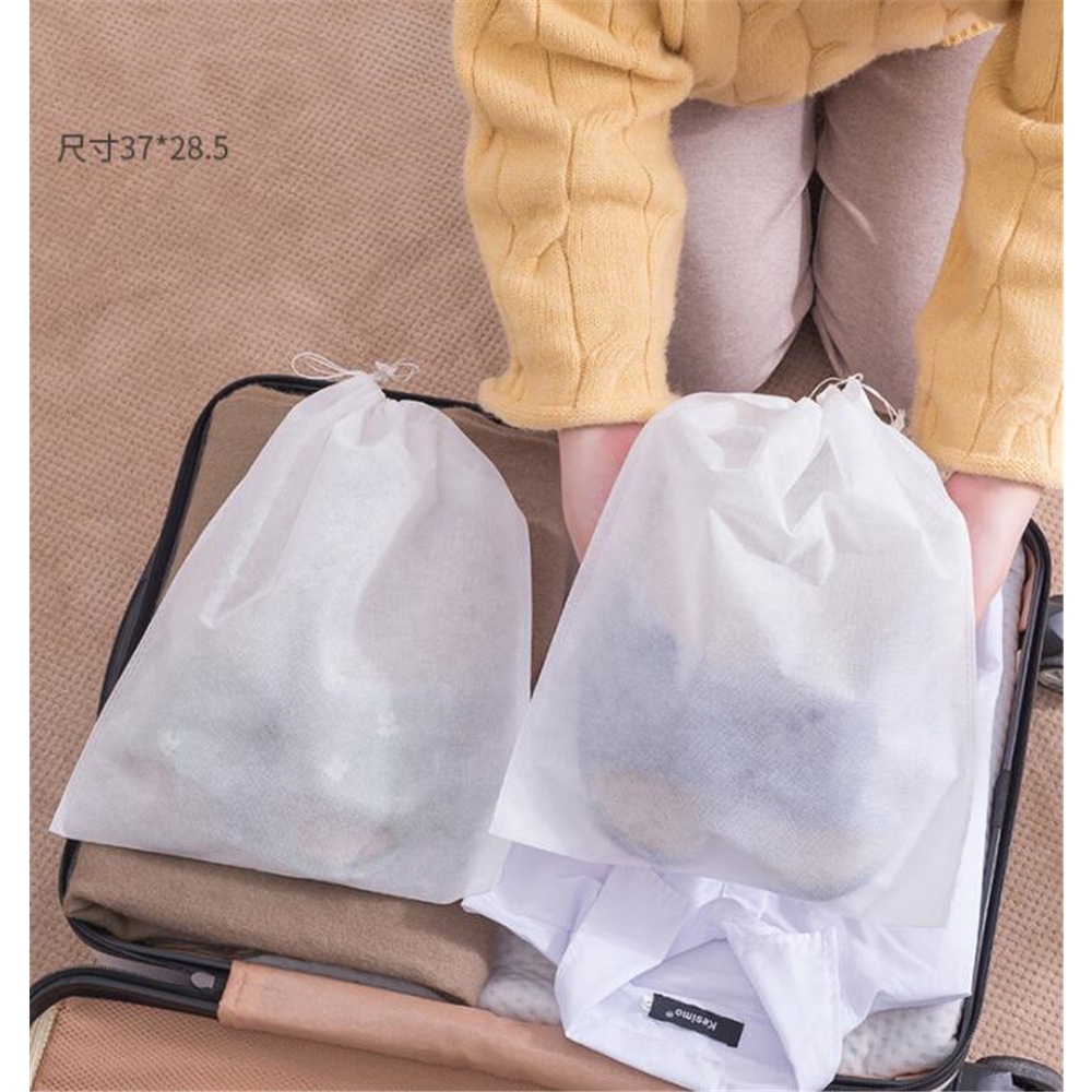 ( Portable Non - Woven ) กระเป๋าจัดเก็บรองเท้า ( สี่เหลี่ยมสีขาว )