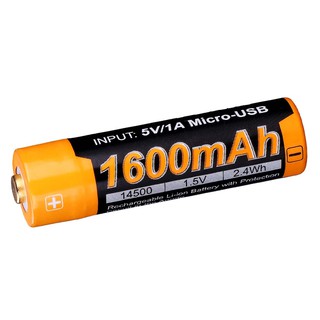 Fenix ​​ARB-L14U 14500 1600mAh 1.5V แบตเตอรี่ลิเธียมไอออน (Li-ion) ปุ่มบนสุดแบตเตอรี่พร้อมพอร์ตชาร์จ Micro USB