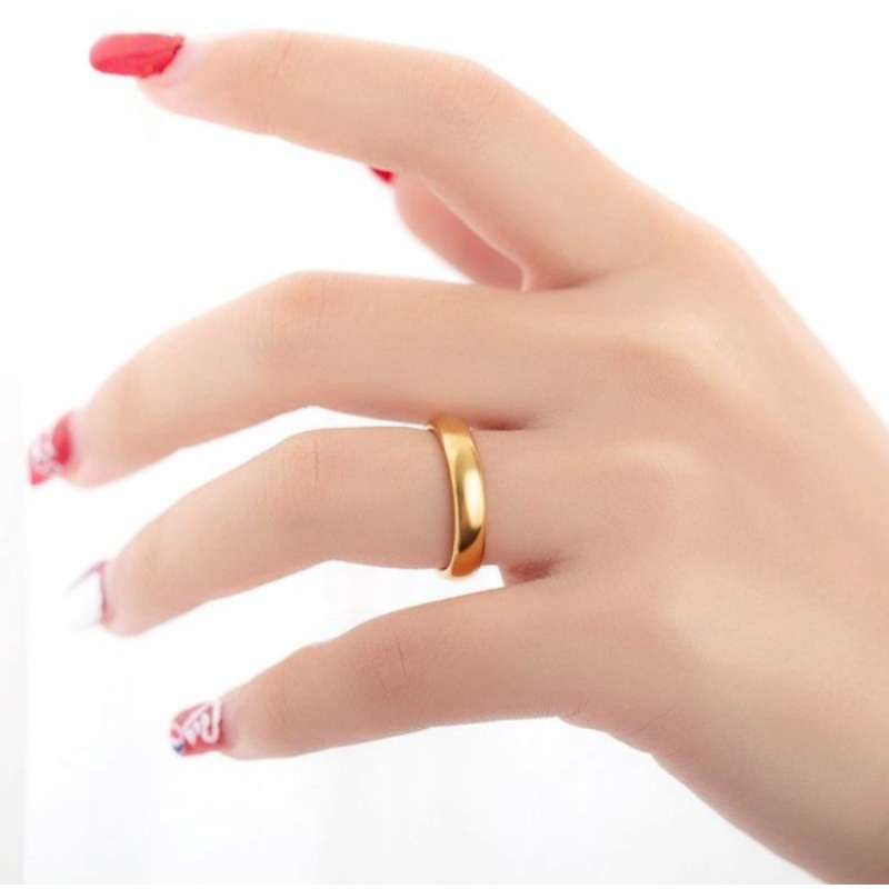 5.22.90 แหวน แหวนแฟชั่น สีทอง ผิวเงาสวย ดีไซด์แบบเรียบง่าย ทองไม่ลอก แหวนแฟชั่นสแตนเลสแท้ No.8