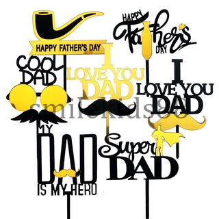 (พร้อมส่ง)ป้ายปักเค้กอะคริลิค วันพ่อ วันเกิดพ่อ รักพ่อ happy fathers day love dad