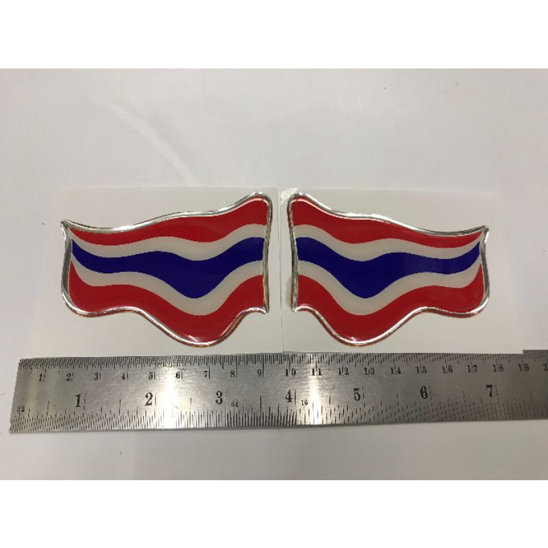 สติ๊กเกอร์เทเรซิ่นนูน ธงชาติไทย thai ธงไทย flag ธงชาติ ติดรถ แต่งรถ sticker jeep จี๊ป จีพ ธง ไทย