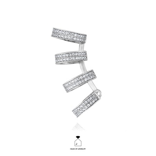 Haus of Jewelry - EXQUISITE - 4 HOOP CUFF EARRING ต่างหูเงินแท้ ประดับเพชรคิวบิกเซอร์โคเนีย (Cubic Zirconia)