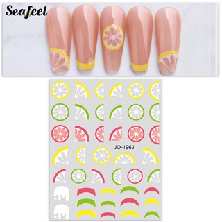 Seafeel_ สติกเกอร์ติดเล็บ ลายผลไม้ เลม่อน แตงโม ฤดูร้อน เหนียวติดแน่น