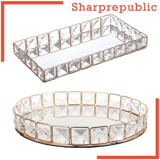 [Sharprepublic] Glam ถาดกระจกคริสตัลทรงสี่เหลี่ยมผืนผ้าสําหรับใส่เครื่องสําอาง