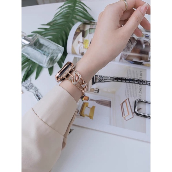 พร้อมส่งจากไทย Set Swarovski สายนาฬิกาลายหงส์ประดับเพชร พร้อมเคสเพชร 1 แถว ใช้ได้กับ Smart Watch 8 7