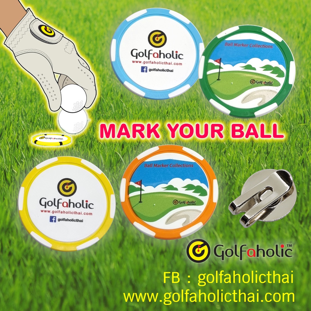 Ball Marker Casino Chip GOLFAHOLIC BRAND Golf Ball Marker กอล์ฟบอล