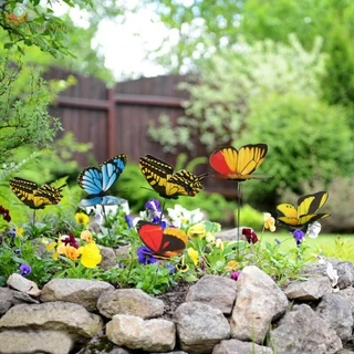 ผีเสื้อ ตกแต่งสวนจัดสวน 🦋ก้านยาว 25 cm. 50 ชิ้น