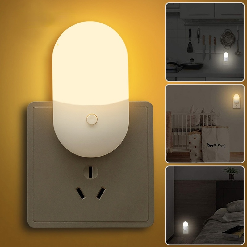 โคมไฟข้างเตียง LED ปลั๊ก EU US หรี่แสงได้ มีประสิทธิภาพพลังงาน สีวอร์มเบบี้สลีปปิ้ง สําหรับทางเดิน ตู้เสื้อผ้า