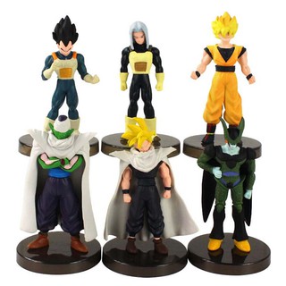 โมเดลตุ๊กตา PVC อนิเมะ Dragon Ball Z Super Saiyan Son Goku Vegeta Cells Son Gohan Piccolo ขนาด 12-13 ซม. ของเล่นสําหรับเด็ก 6 ชิ้น ต่อล็อต