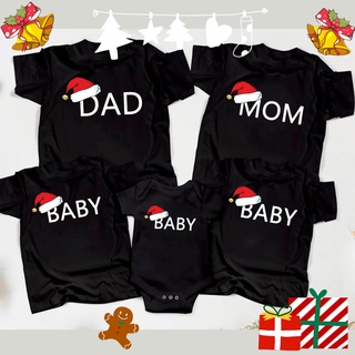 Santa DAD MOM BABY Print Baby Romper Kid Parents T-Shirts Family Matching Cute Christmas Family T-shirt Set 471