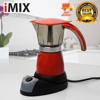 I-MIX Moka Pot หม้อต้มกาแฟสด ไฟฟ้า มอคค่าพอท ไฟฟ้า สำหรับ 6 ถ้วย สีแดง