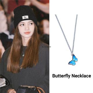 LISA สร้อยคอ สร้อยข้อมือโซ่จี้ เเต่งจี้ผีเสื้อสไตล์เกาหลี jewlery