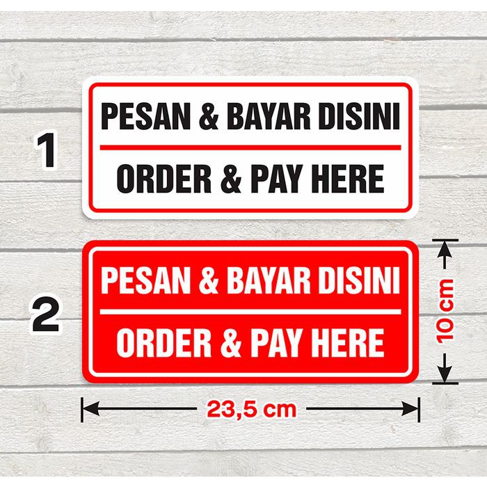 ป้ายสติ๊กเกอร์ Marka Order & Pay Here ไวนิลสติ๊กเกอร์กระจกติดผนัง Order and Pay Here 10 x 23.5 ซม.