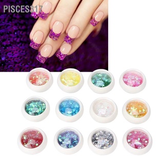 Pisces317 ผงกลิตเตอร์ ทรงกลม สําหรับตกแต่งเล็บ 12 ชิ้น