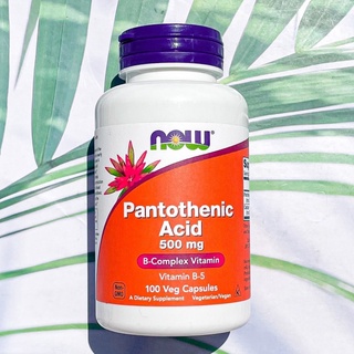 B5 กรดแพนโทเทนิก Pantothenic Acid 500 mg 100 Veg Capsules (Now Foods®)