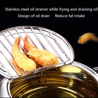 ▼❦☸Kitchen Deep Frying Pot Stainless Steel Temperature Control Fried Chicken Pots Mini Fryer Pan Cooking Tools Dining Ba