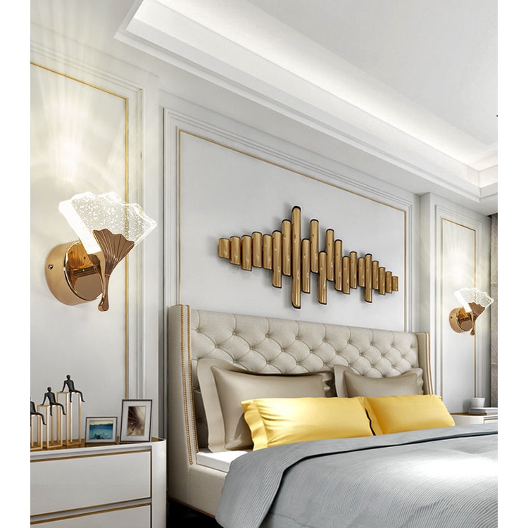 Modern simple bedroom wall lamp crystal light luxury restaurant ...