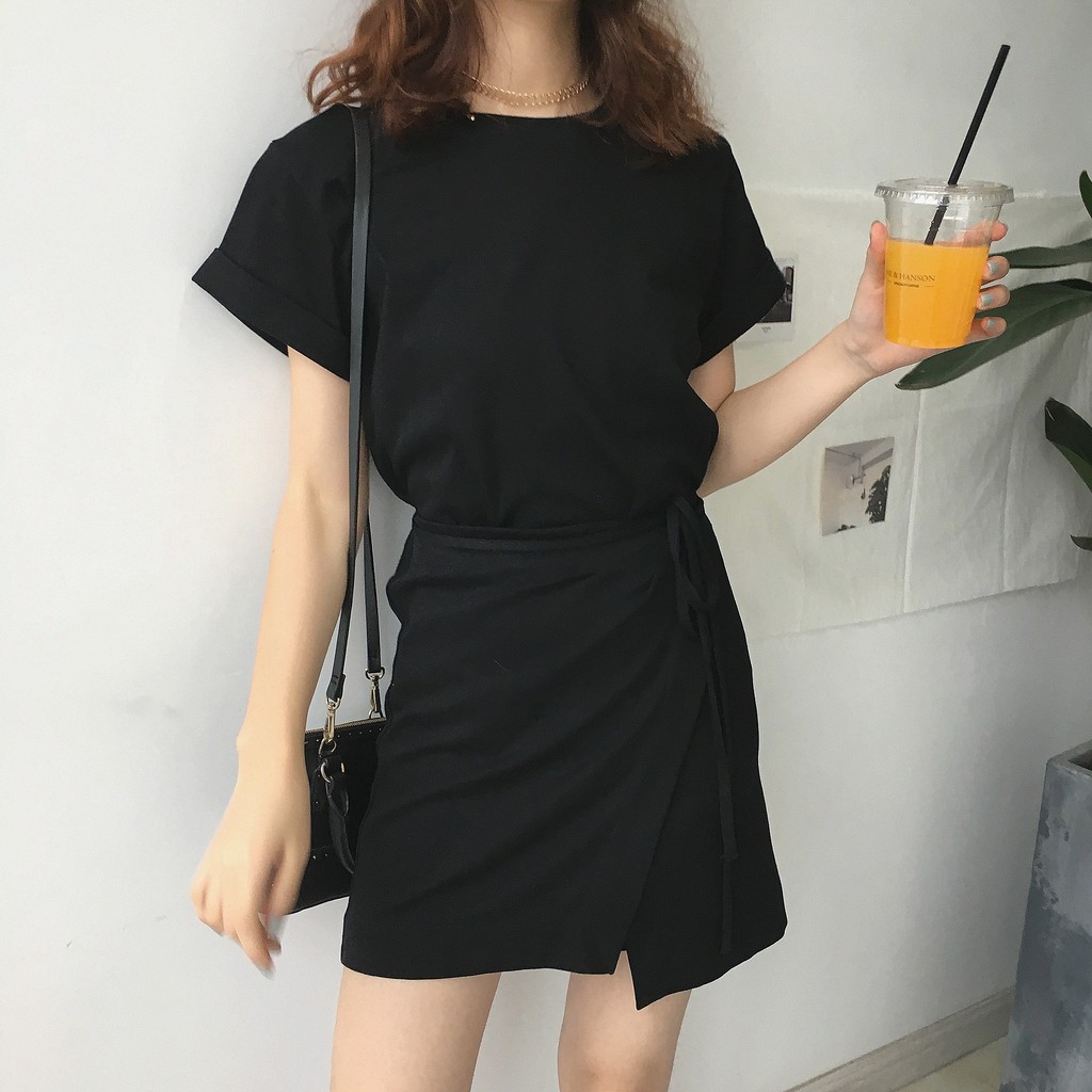 MShop ชุดเดรสวันพีชลําลองผูกเชือกไม่สม่ําเสมอ