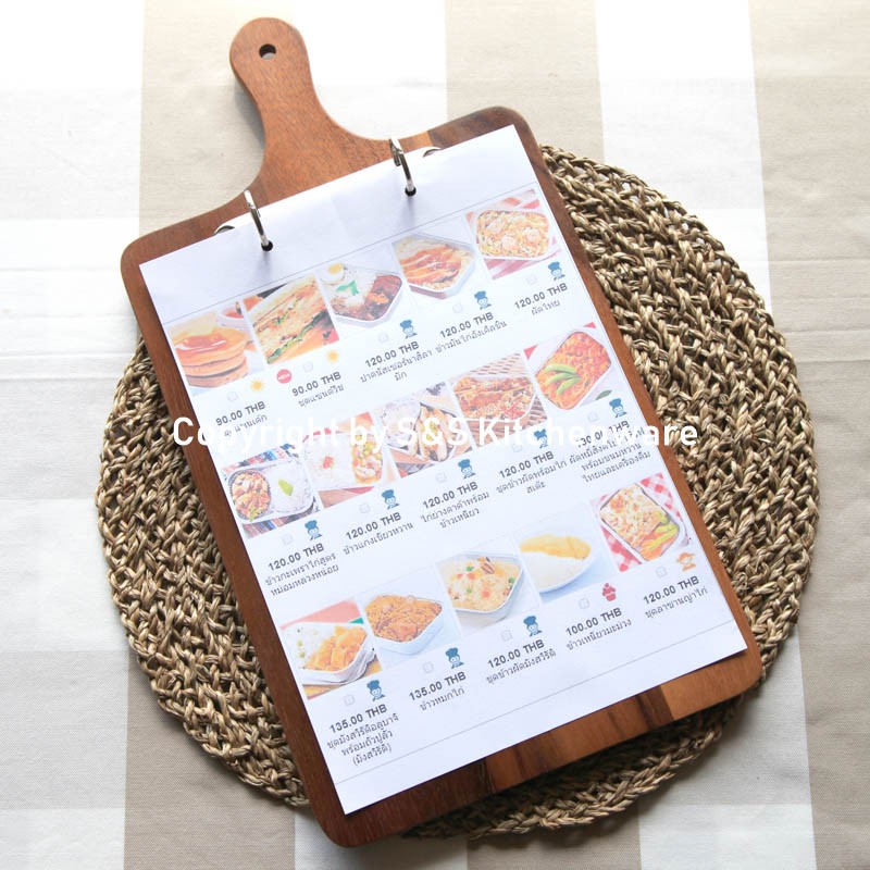 เมนูแผ่นไม้จามจุรี ขนาด A4 By BG WOOD STUDIO