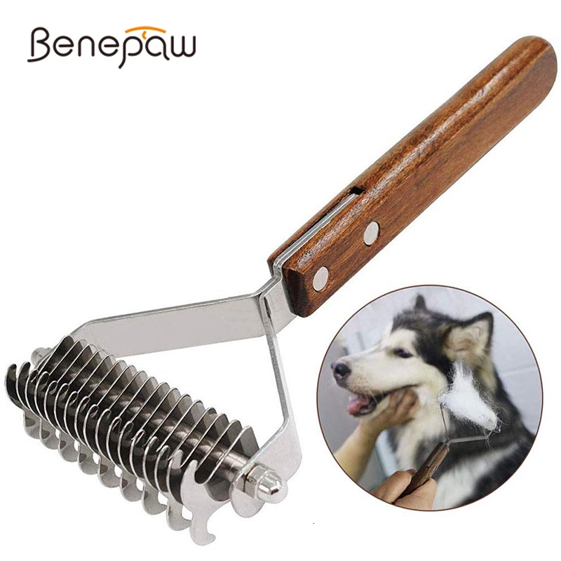 Benepaw แปรงหวีขนสัตว์เลี้ยง ด้ามจับไม้ มีประสิทธิภาพ สําหรับสุนัข
