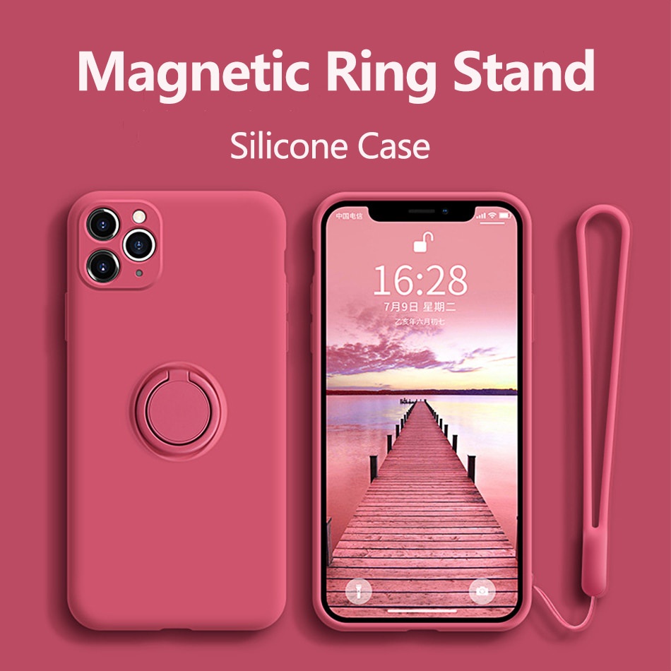สําหรับiphone 16 15 14 13 12 11 Pro Maxกรณีซิลิโคนผู้ถือแหวนสําหรับiPhone X XS XR 7 8 SE2020 11 12 Pro Max 13 Miniกรณี