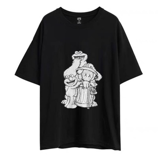 【ผ้าฝ้ายแท้】UNIQLO short-sleeved T-shirt round neck cartoon print loose style men