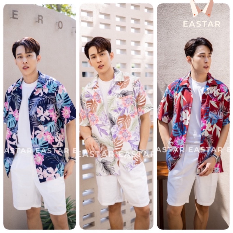 เสื้อเชิ้ตฮาวาย ES4 เกรดพรี่เมี่ยม ลาย Tropical zone เนื้อผ้านิ่มบางเบาใส่สบาย พร้อมไปทะเลมาก