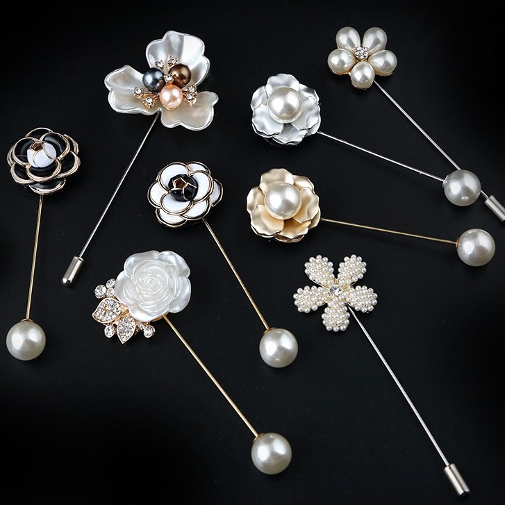 เข็มกลัดดอกไม้มุกเกรดสูง (มีให้เลือก 36 แบบ) เข็มกลัดแฟชั่นดอกคามิเลีย ช่อดอกไม้