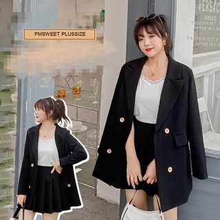 [ 🔥อกถึง 51" ] : PM300-4 : พรีออเดอร์ เสื้อผ้าไซส์ใหญ่ คนอ้วน สาวอวบ ชุดสูททำงาน ชุดเซตสองชิ้น เสื้อสูทกระโปรงสีดำ