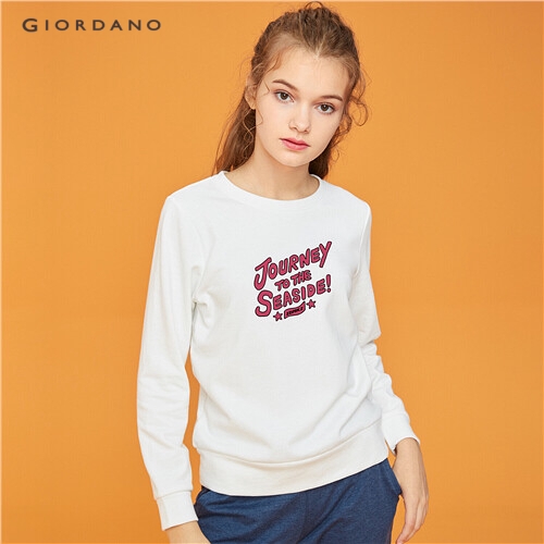 GIORDANO WOMEN Printed graphic crewneck sweatshirt 99399465