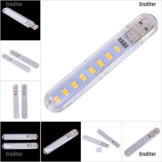 Eruditer ไฟ LED USB 5V มาพร้อมกับ 8 LEDs ขนาดพกพา สําหรับคอมพิวเตอร์ มือถือ