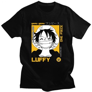 เสื้อยืดผ้าฝ้ายพิมพ์ลายขายดี ผ้าฝ้ายแท้LUFFY GEAR 5 ONE PIECE เสื้อยืดแขนสั้นผ้าฝ้ายสำหรับผู้ชายและผู้หญิงS-4XL