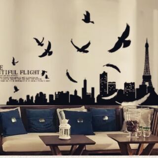 สติ๊กเกอร์ติดผนังบ้าน หอไอเฟล กราฟฟิกสติ๊กเกอร์ใส ติดผนังบ้าน Wallsticker Home Decor