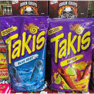 Takis FUEGO &amp; BLUE HEAT Hot Chili Pepper &amp; Lime Tortilla Chips ขนม usa