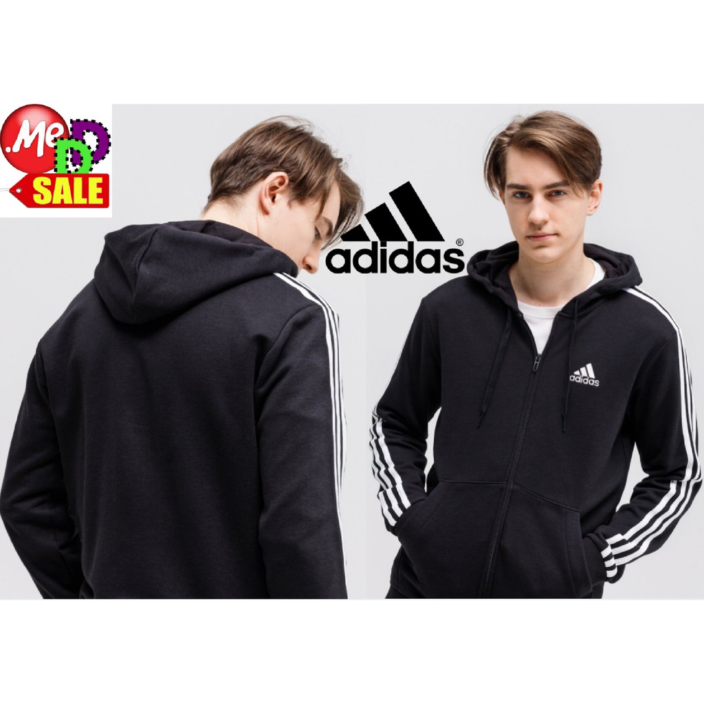 Adidas - ใหม่ เสื้อวอร์มแจ็คเก็ตฮู้ดกันหนาวกลาง ESSENTIALS FRENCH TERRY  3-STRIPES FULL ZIP HOODIE GK9032 GK9033 GM6450 | Shopee Thailand