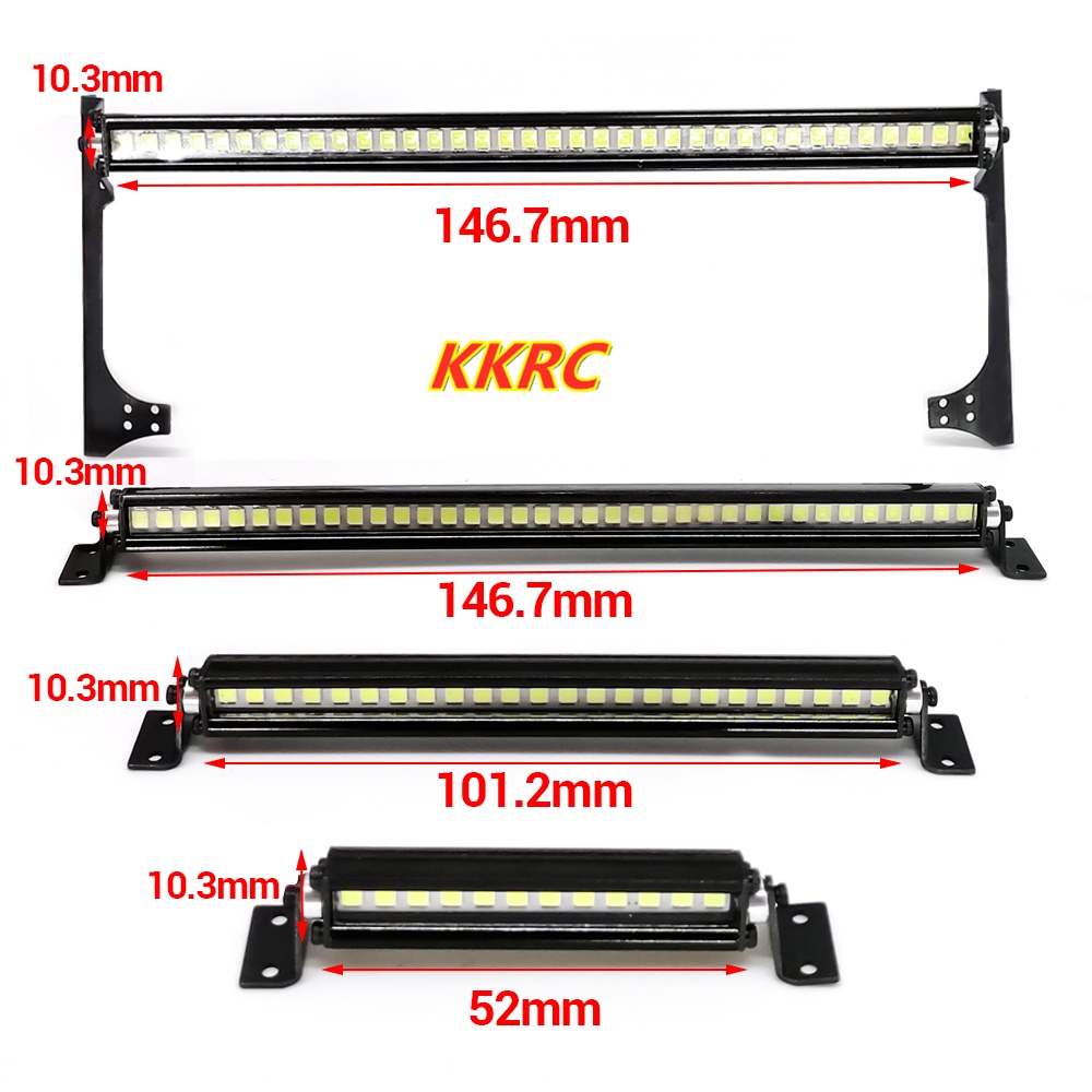 RC หลังคารถ LED Light Bar สําหรับ 1/10 RC Crawler Axial SCX10 90046 90060 SCX24 Jeep Wrangler JK Rub