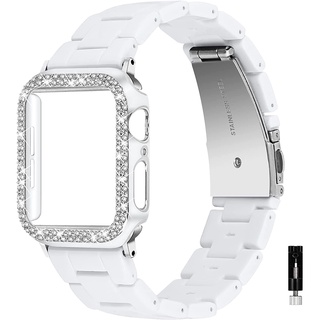 สายนาฬิกาข้อมือเรซิ่น พร้อมเคส สําหรับ iwatch 45 44 42 มม. 41 40 38 มม. iwatch sereies 7654321Se