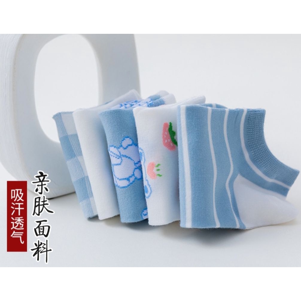 ✔️พร้อมส่ง ถุงเท้าข้อสั้น ลายหมีฟ้า - รูปที่ 4